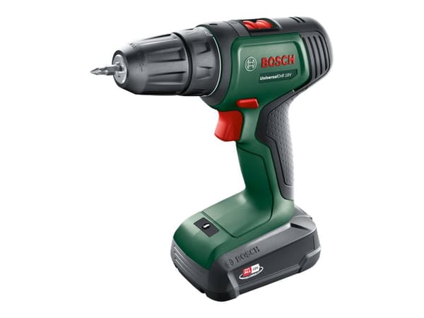 Bosch UniversalDrill 18 - Drill/driver - trådløs - 2 hastigheter - nøkkelfri borhylse 10 mm - 32 N·m inkludert lader - 18 V