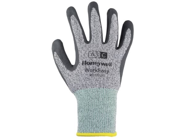 Honeywell WE23-5313G-8/M, Beskyttende votter, Grå, M, Workeasy, Slitebestandig, Oljebestandig, Punktering motstandsdyktig, Fiberglass, Nitrilskum