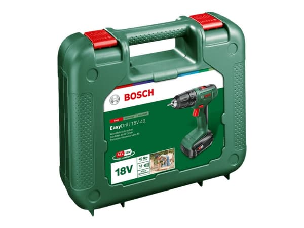 Bosch EasyDrill 18V-40 - Hammerbor/driver - 2 hastigheter - nøkkelfri borhylse 13 mm - 40 N·m - 2 batterier, inkludert lader - 18 V