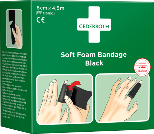 Bandage Cederroth, sort, 6 cm x 4,5 m
