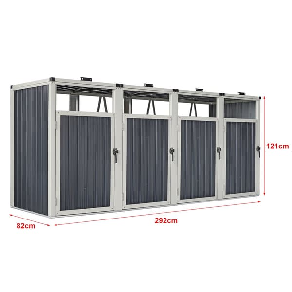 Sopkärlsskjul Tarbek avfallsskjul soptunneskydd plats för 4 sopkärlar 121x292x82 cm antracit [pro.tec]