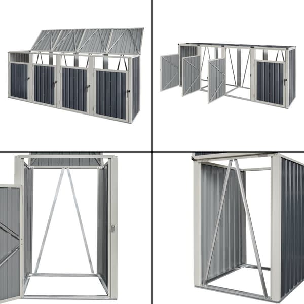 Sopkärlsskjul Tarbek avfallsskjul soptunneskydd plats för 4 sopkärlar 121x292x82 cm antracit [pro.tec]