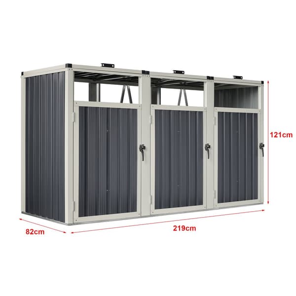 Sopkärlsskjul Tarbek avfallsskjul soptunneskydd plats för 3 sopkärlar 121x219x82 cm antracit [pro.tec]