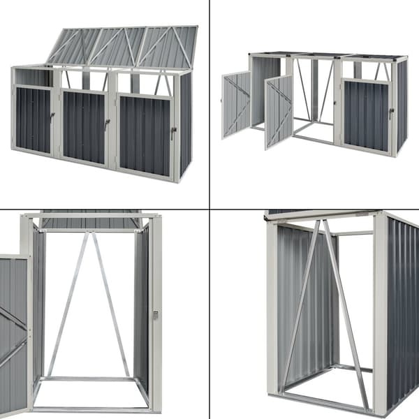 Sopkärlsskjul Tarbek avfallsskjul soptunneskydd plats för 3 sopkärlar 121x219x82 cm antracit [pro.tec]