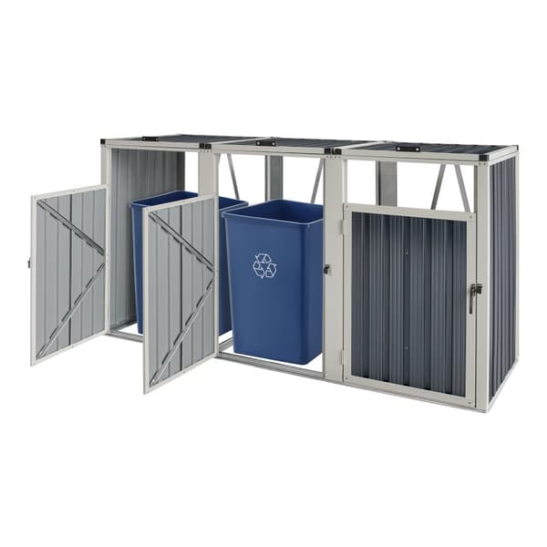 Sopkärlsskjul Tarbek avfallsskjul soptunneskydd plats för 3 sopkärlar 121x219x82 cm antracit [pro.tec]