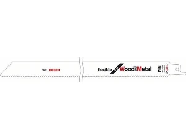 Bosch S 1222 VF, Glassfiber armert plastik, Metall, Blad metall, Tre med spiker, 1,8 mm, 2,6 mm