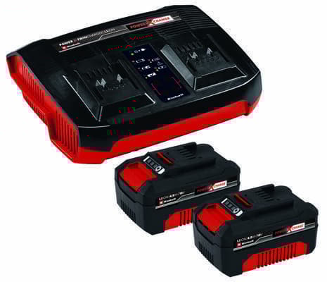 Einhell 2x 4.0Ah & Twincharger Kit PXC, Batterier medföljer Svart, Röd