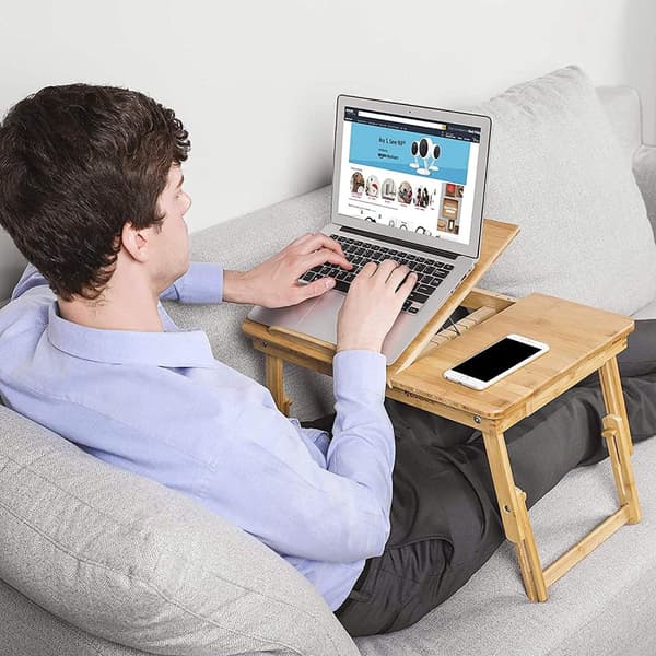 Fällbar Laptopställ i Bambu 54,5 x 34,5 x 29 cm Miljövänlig