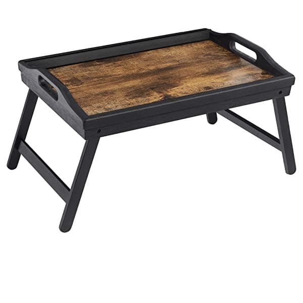Vikbar laptopbord i bambu - brickbord svart/brun 45 x 30 x 26 cm