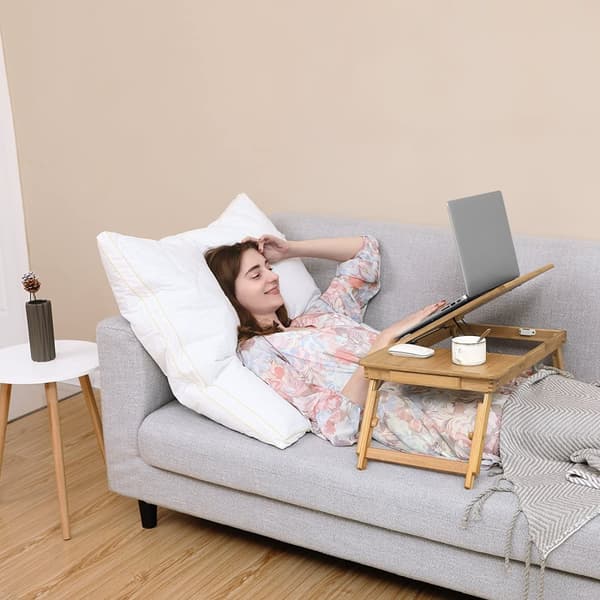 Fällbar bärbar Laptopställ med låda - Miljövänlig
