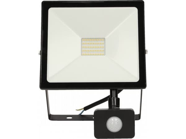Orno ALLED 30W flomlys LED flomlys med PIR, 2400lm, IP44, 4000K, Alu+glass