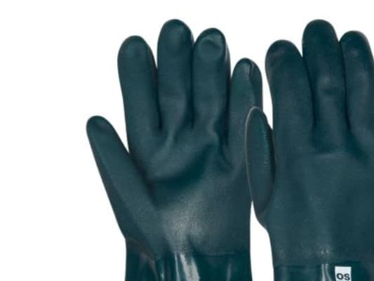Petro Soft käsine koko 9 - Vihreä täysin kastettu PVC käsine, jossa on karkea pinta ja vaalea vuori