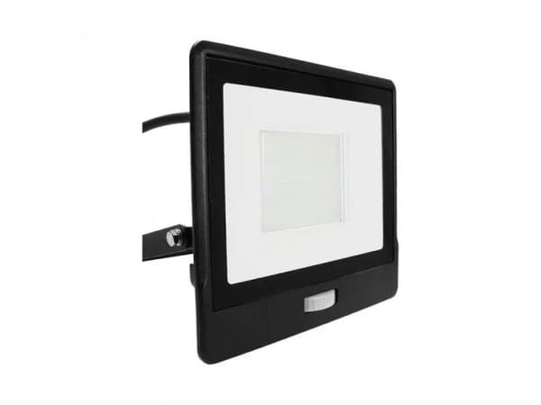 LED-projektor med bevegelsessensor 50W 4000lm 3000K LED SAMSUNG IP65 1m kabel Svart 5 års garanti 20289