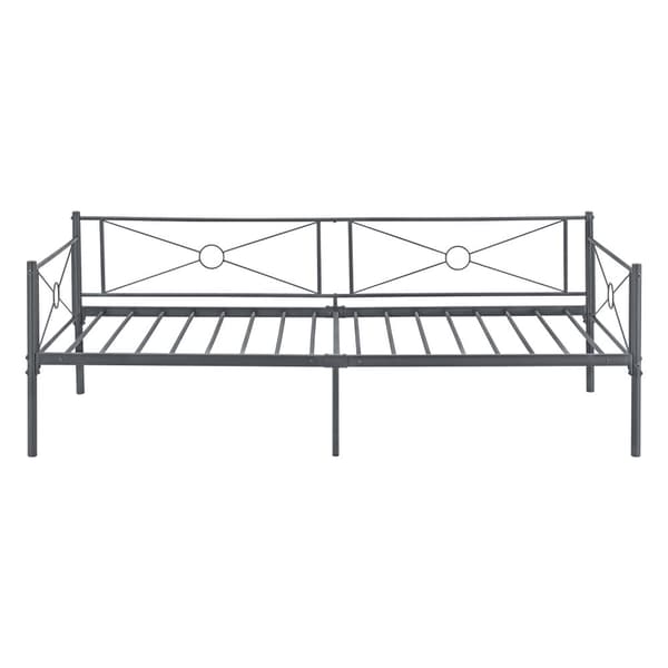 Säng Alvesta i metall inkl. madrass 200x90 cm mörkgrå [en.casa]