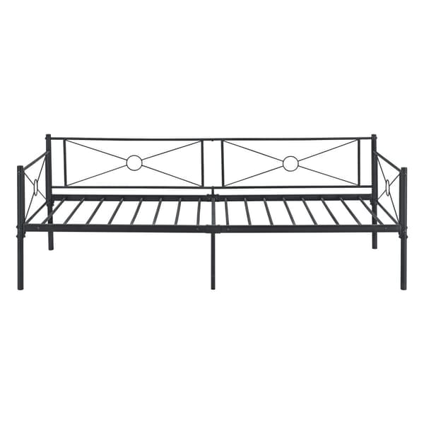 Säng Alvesta i metall inkl. madrass 200x90 cm svart [en.casa]