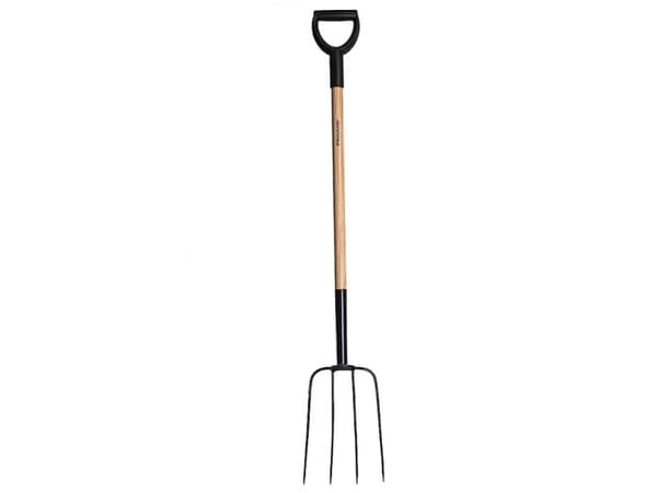 Fiskars 4-tanns rive med trehåndtak (1023112)