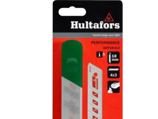 Hultafors snap blade Edge 18mm - Performance 10, pakkaus sisältää 4 lehden 3 terää