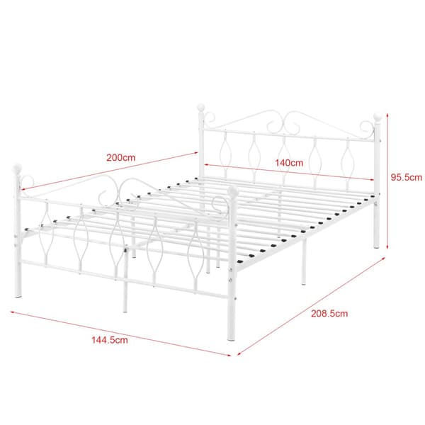 Säng Apolda inkl. madrass metall 200x140 cm vit [en.casa]