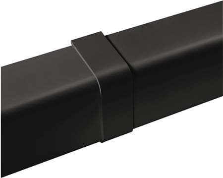Monteringsdel för kanalanslutning/skydd för montering av 2 kanaler. Svart färg. För utomhusbruk, UV-beständig plast.