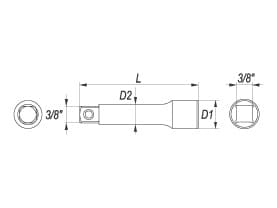 Yato YT-3844, Enkel enhet, Forlengelsesstang, Kromvanadiumstål, 3/8", Kromfarget, 152,4 mm