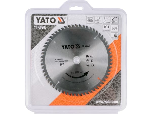 Yato YT-60907, Aluminium, 18 cm, 2 cm, Tungsten Carbide Tipped (TCT), 9000 RPM, 1 stykker