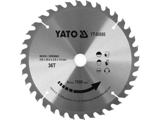 Yato YT-60686, Muovi, Puu, 23,5 cm, 2,54 cm, Kovametallihampaat (TCT), 7000 RPM, Yato