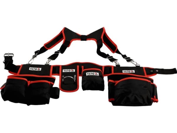 Yato YT-74070, Verktygsbälte, Svart, Röd, Polyester, 7 fickor, 600 D, 130 cm
