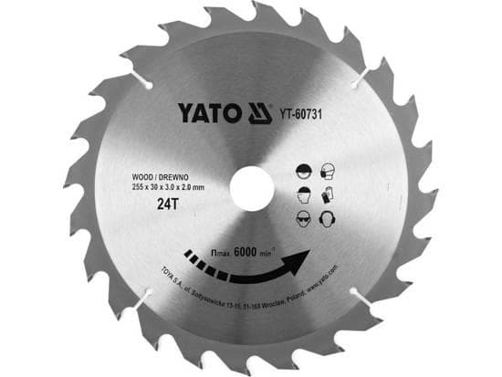 Yato YT-60731, Plast, 25,5 cm, 3 cm, Tungsten Carbide Tipped (TCT), 6000 RPM, Yato