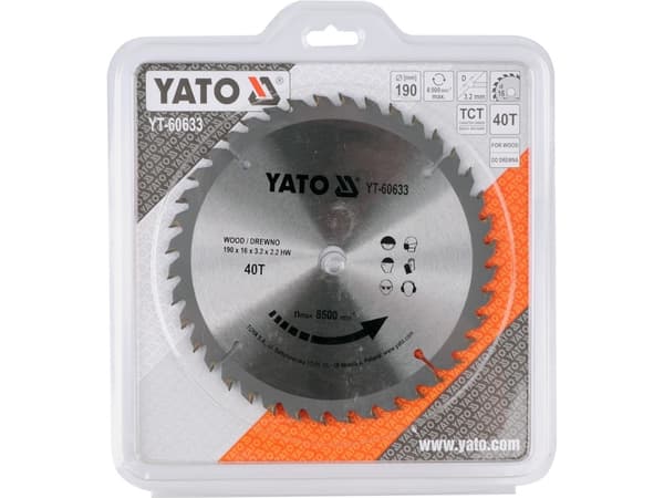 Yato YT-60633, Muovi, Puu, 19 cm, 1,6 cm, Kovametallihampaat (TCT), 8500 RPM, 1 kpl