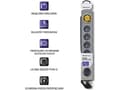 Pikkukuva 5 / 5: Qoltec - Strømstødsbeskytter - AC 230 V - 2200 Watt - output-stikforbindelser: 6 - 5 m ledning - Frankrig - grå