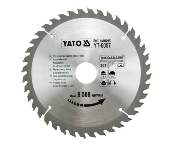 Yato YT-6057, Plast, Trä, 16 cm, 3 cm, Tungsten Carbide Tipped (TCT), 2 mm, 9500 RPM