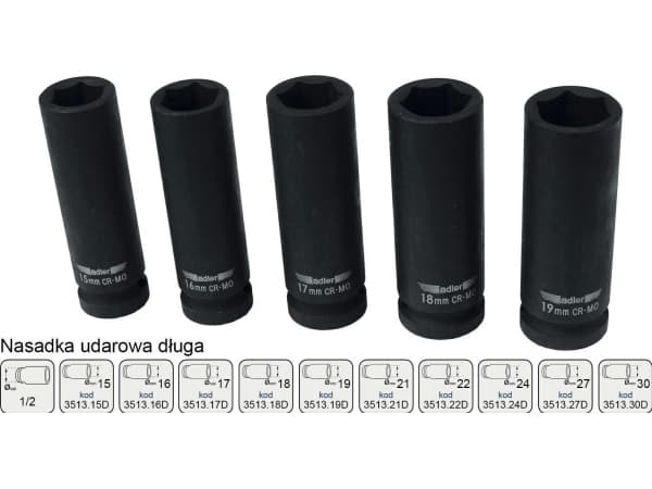 Adler ADLER SLAGSTØTTE LANG 1/2" 22mm MAR3513.22D