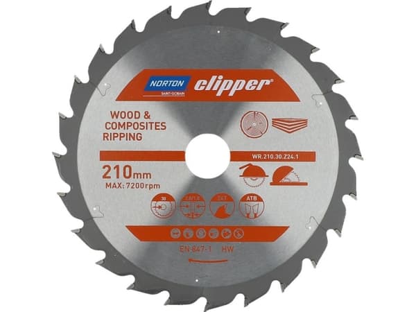 Norton Clipper NORTON Clipper sågblad 210mm x 30mm x 24z ATB TRÄ OCH KOMPOSITER (2,8 / 1,8) N70184608054