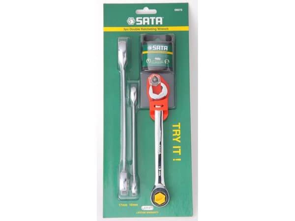 SATA LOCK -avaimet, joissa on kaksoiskärjen räikkä 3 kpl / 10, 13, 17mm
