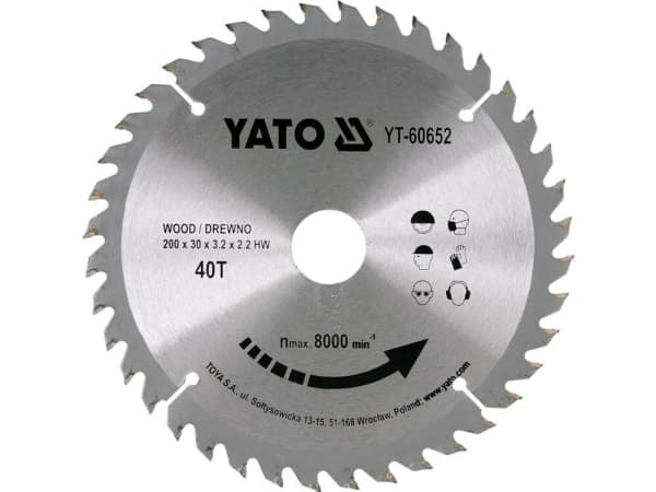 Yato puupiirisaha volframikarbidilla 40T 200x30mm (YT-60652)