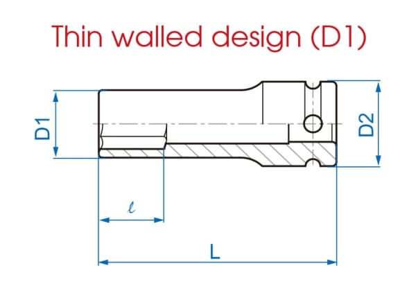 KING TONY 1/2" 19mm x 80mm 6-kulmainen PITKÄ JÄLKIOSA ALUFELSEIHIN