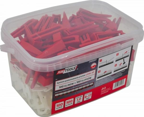 AW-Tools AWTOOLS AWTOOLS PLATFORM LEVELING SYSTEM 6-17mm/START PACKAGE/100pcs+100pcs (WHEEL+CLIP 1.0MM) AW30367