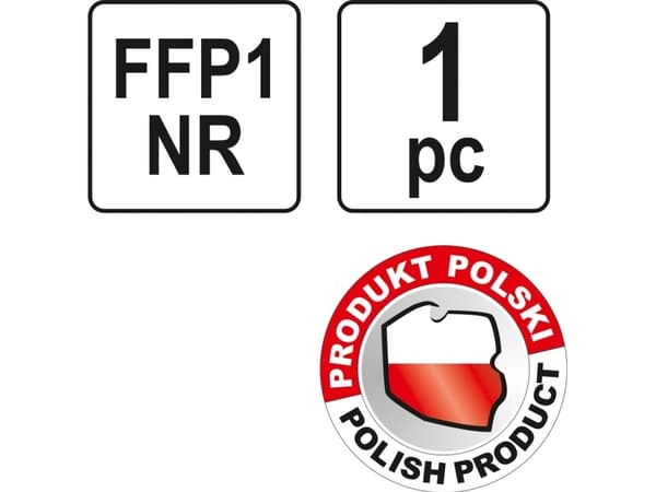 Yato YT-74862, Kuppi, FFP1, Valkoinen, Yksivärinen, Polypropeeni (PP), EN 149:2001 + A1:2009