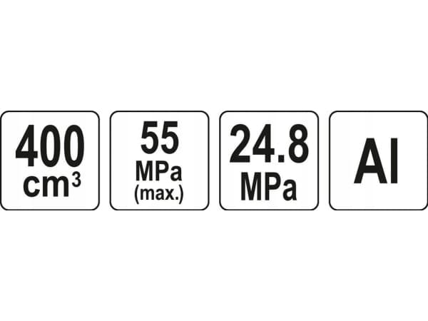 Yato YT-07045, Fettspruta med pistolgrepp, Svart, Silver, Gjuten aluminium, 400 ml, 24,8 Bar, 55 Bar