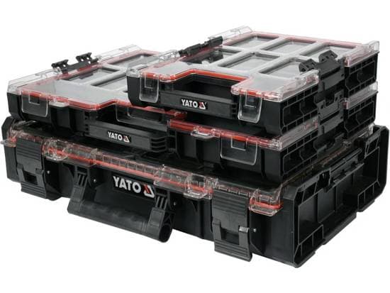 Yato YT-09181, Eske for små deler, Polypropylen, Sort, Gjennomsiktig, 531 mm, 379 mm, 77 mm