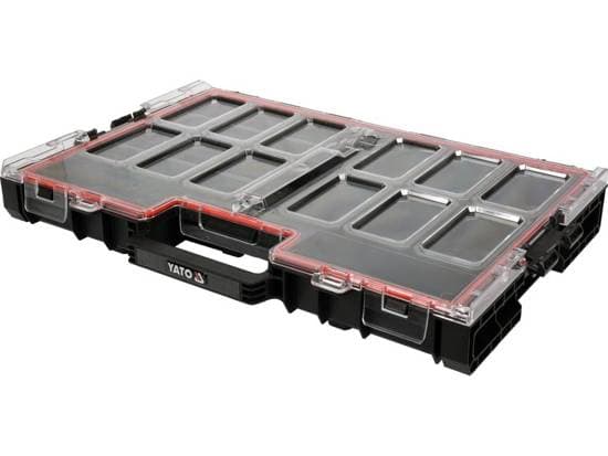 Yato YT-09181, Eske for små deler, Polypropylen, Sort, Gjennomsiktig, 531 mm, 379 mm, 77 mm