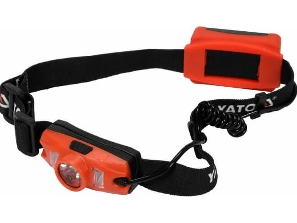 Yato YT-08595, Taskulamppu otsanauhalla, Musta, Punainen, ABS-synteettinen, Kumi, IP44, LED, 1 lamppua musta, Punainen