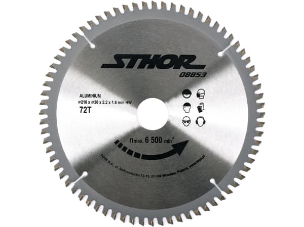 Sthor Carbide-tipped circular saw for aluminum 210x30mm 72z - 08853