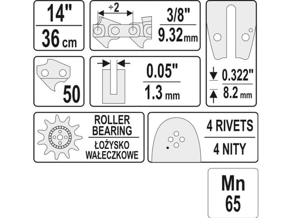 Yato Kjedeføring 14" pitch 3/8" bredde 0,05" 50G (YT-84930)