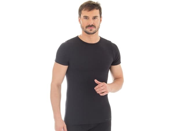 Brubeck kortärmad COMFORT WOOL T-shirt i grafit för män, storlek M (SS11030)