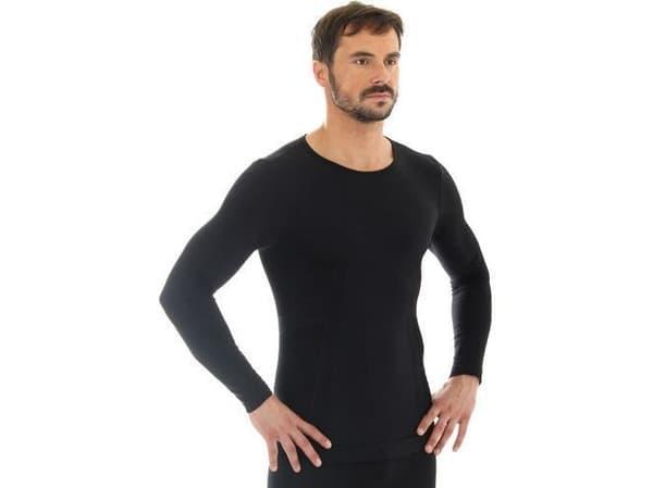 Brubeck Miesten pitkähihainen COMFORT WOOL T-paita, grafiitti, koko M (LS11600)