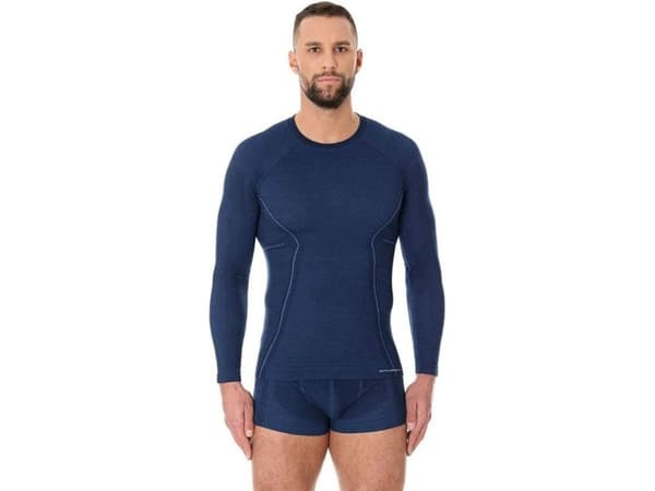 Brubeck Miesten pitkähihainen ACTIVE WOOL T-paita tummansininen XL (LS12820)