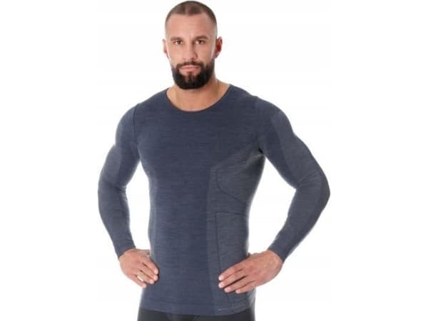 Brubeck LS11600 Langermet T-skjorte for menn COMFORT WOOL mørke jeans XXL