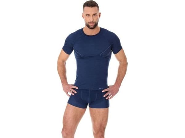 Brubeck kortermet herre ACTIVE WOOL Marineblå S. L (SS11710)