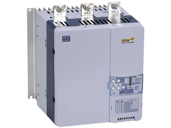 WEG SSW07 0171 T5 SZ 10233130 Pehmokäynnistysyksikkö Moottorin teho 400 V:lla 90 kW Moottorin teho 230 V:lla 55 kW 230 V/AC, 575 V/AC Nimellisvirta 1